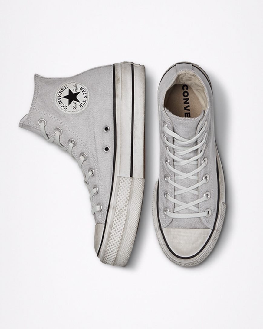 Pantofi Platforma Barbati Converse Chuck Taylor All Star Lift Smoked Panza Inalti Gri | RO VHFWD501